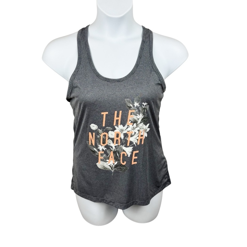 The North Face Women's Gray Print Floral Graphic Racer Back Tank Top Exercise